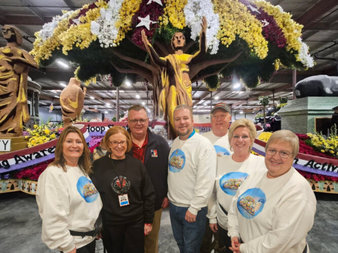 Local Elks participate in float building  at Tournament of Roses Parade